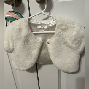 Tahari Kids Cream Faux Fur Cape